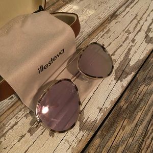 Illesteva Tortoise Rim Aviator Sunglasses